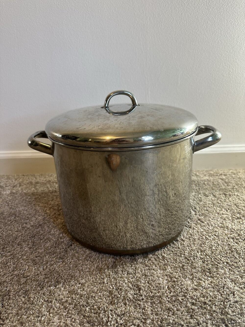 Revere Ware 1801 Copper Bottom 10 Qt 93h Stock Pot W/Lid USA MADE FLAW